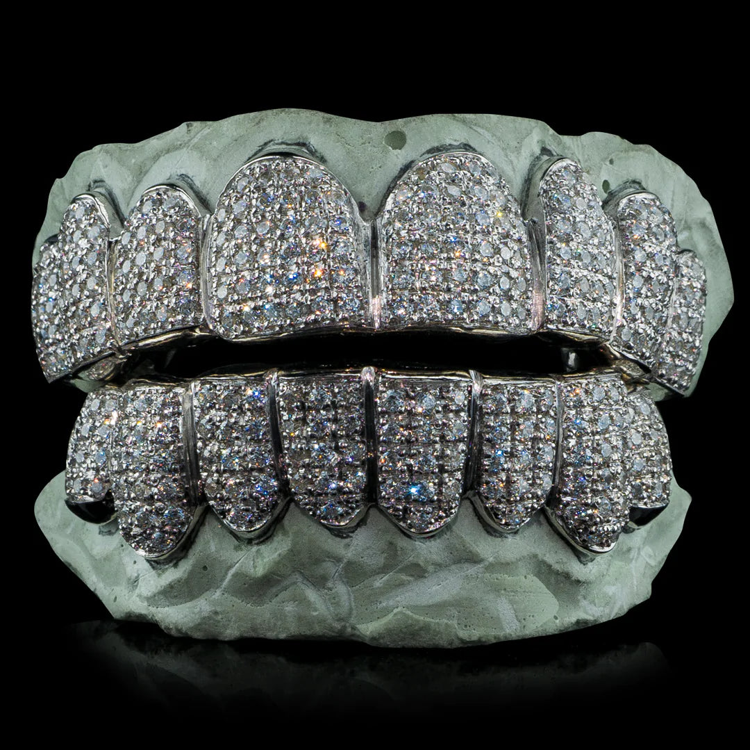 .925 silver cubic zirconia  Diamonds, per tooth (COMPLETLY BUSTDOWN) hand set