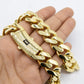 Mens Miami Cuban Link Breathable Chain Necklace Box Clasp Real 10K Yellow Gold 17mm