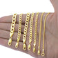 10K Yellow Gold 2mm-7mm Curb Cuban Chain Link Pendant Necklace Bracelet, 7"-30"