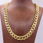 Mens Miami Cuban Link Breathable Chain Necklace Box Clasp Real 14K Yellow Gold 13mm