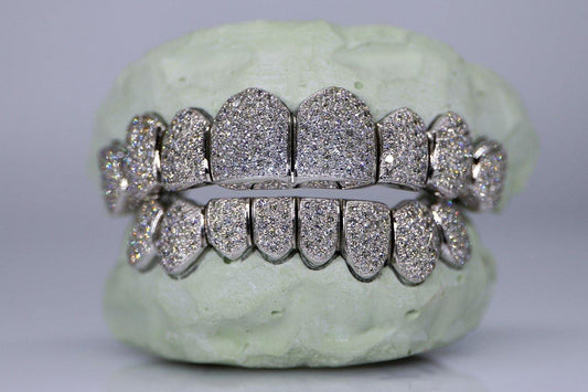 10kt VVS qaulity Moissanite  Diamonds, per tooth (COMPLETLY BUSTDOWN) hand set
